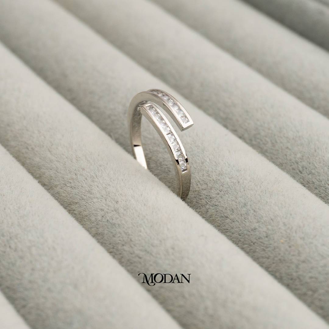 Baguette Bar Open Ring Cincin Terbuka Batang Baguette Hypoallergenic Gold Plated