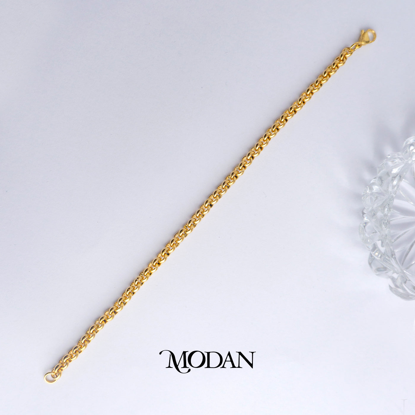 (20cm) Titanium Golden Rolo Chain Men’s Bracelet Gelang Rantai Pria Hypoallergenic Stainless Steel