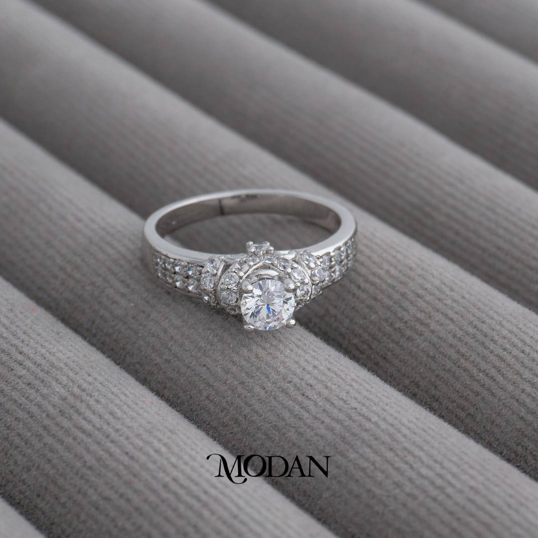 Classic Micro Paved Double Row Round Bridal Ring Cincin Bulat 2 Layer Hypoallergenic Gold Plated