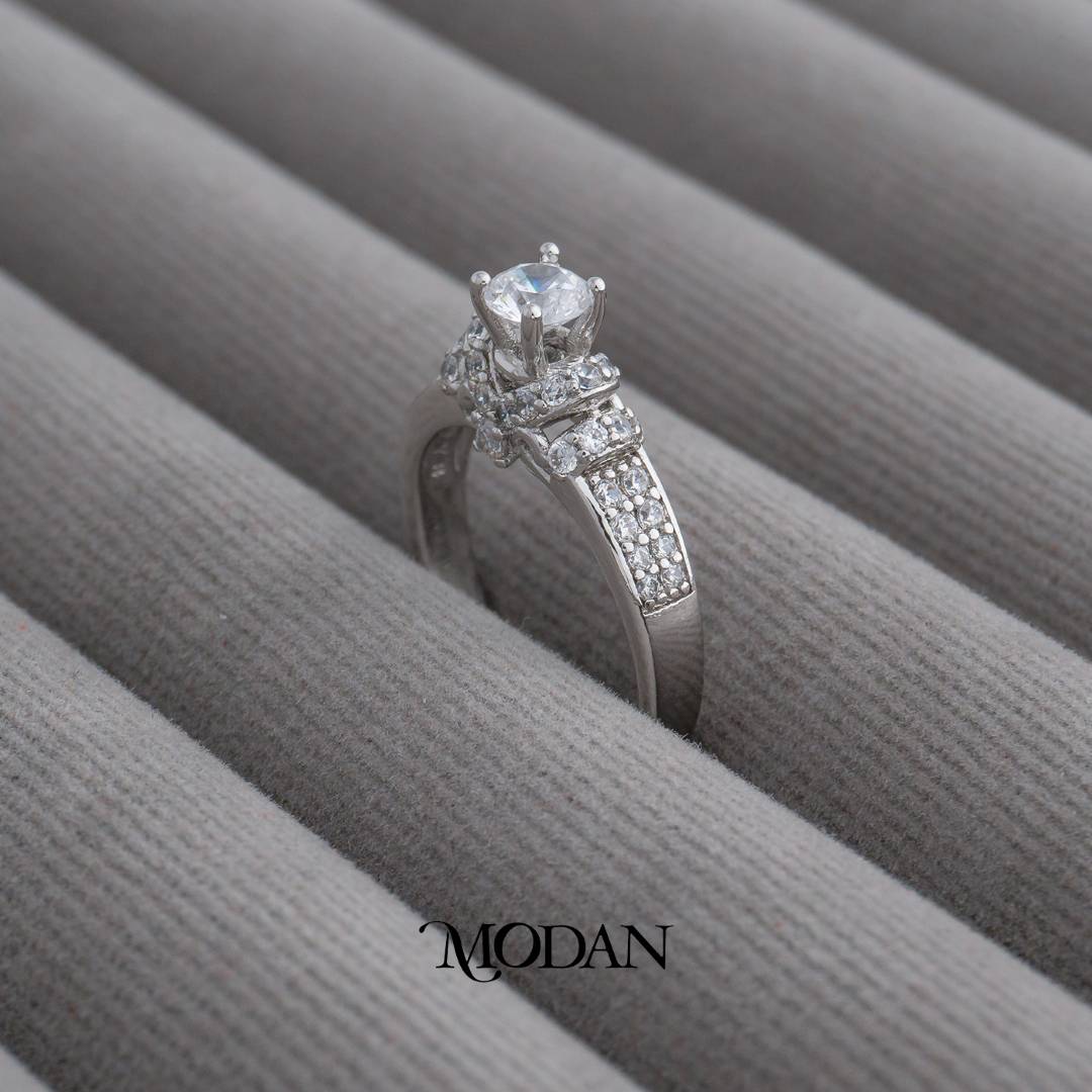 Classic Micro Paved Double Row Round Bridal Ring Cincin Bulat 2 Layer Hypoallergenic Gold Plated