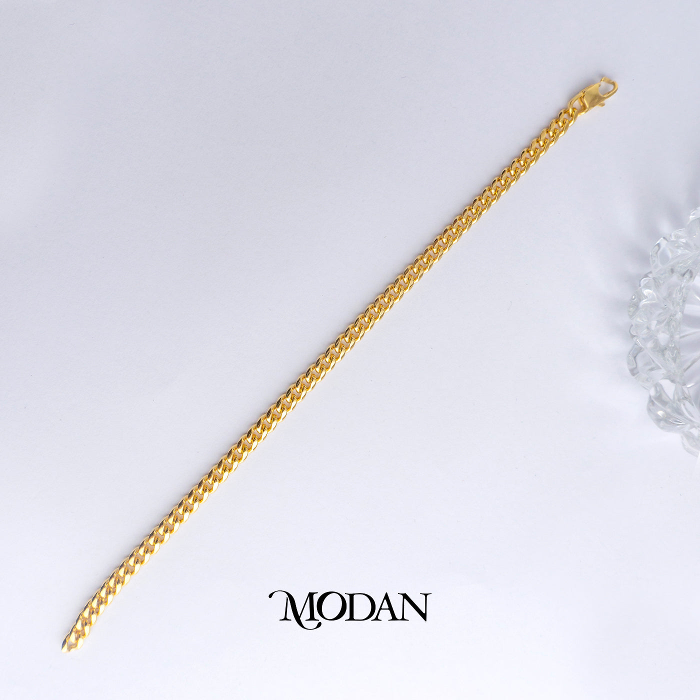 (21cm) Titanium Golden Curb Chain Men’s Bracelet Gelang Rantai Pria Hypoallergenic Stainless Steel