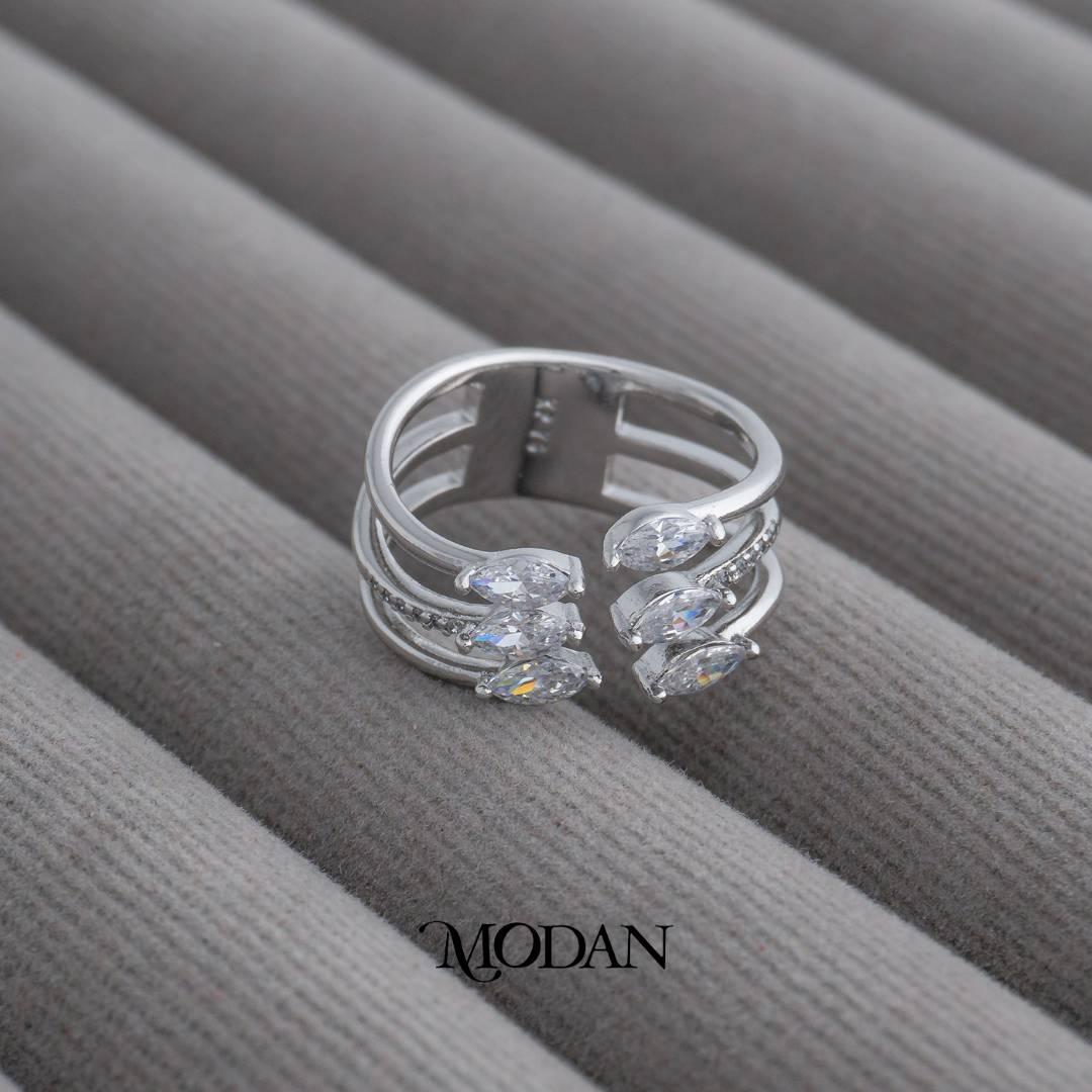 Minimalist Marquise Stacked Ring Cincin Tumpuk Marquise Minimalis Hypoallergenic Gold Plated