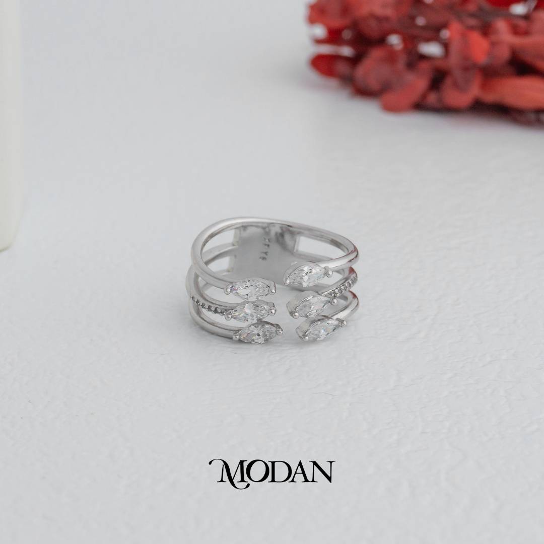 Minimalist Marquise Stacked Ring Cincin Tumpuk Marquise Minimalis Hypoallergenic Gold Plated