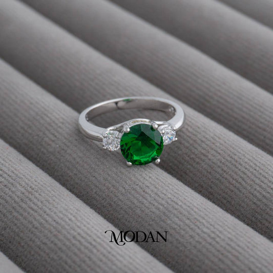 Vintage Green Artificial Gemstone Ring Cincin Vintage Hijau Hypoallergenic Gold Plated