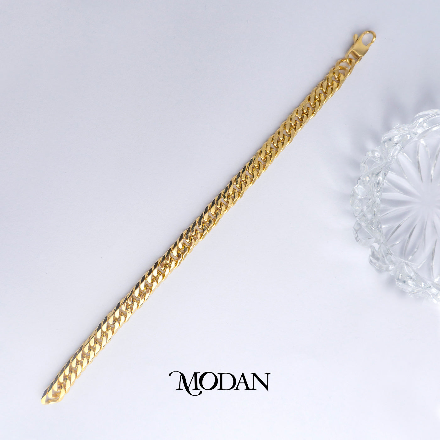 (21cm)(7.9mm) Titanium Golden Miami Cuban Chain Men’s Bracelet Gelang Rantai Pria Hypoallergenic Stainless Steel