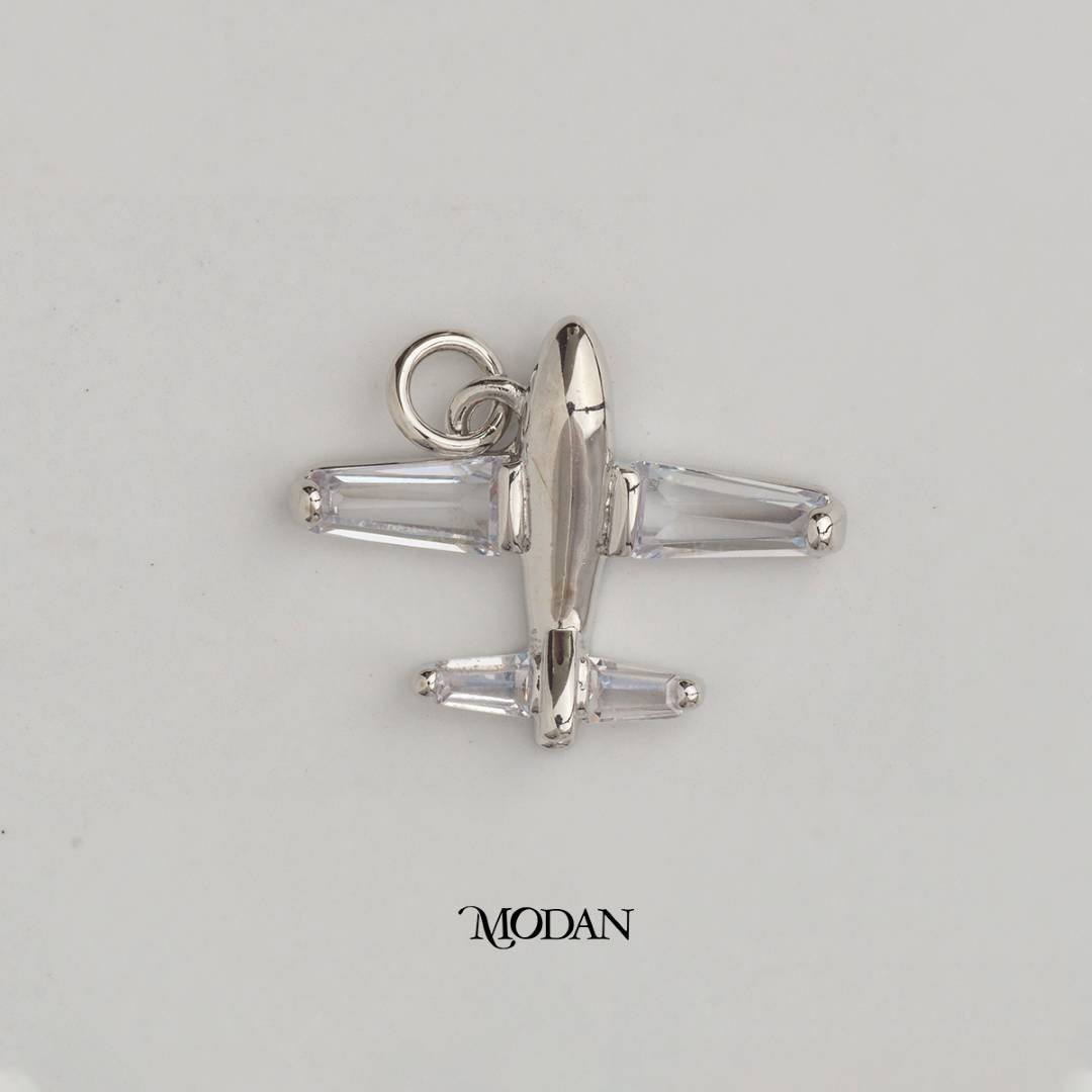 Airplane Aircraft Shaped Baguette DIY Charm Liontin Pesawat Liburan Hypoallergenic Gold Plated