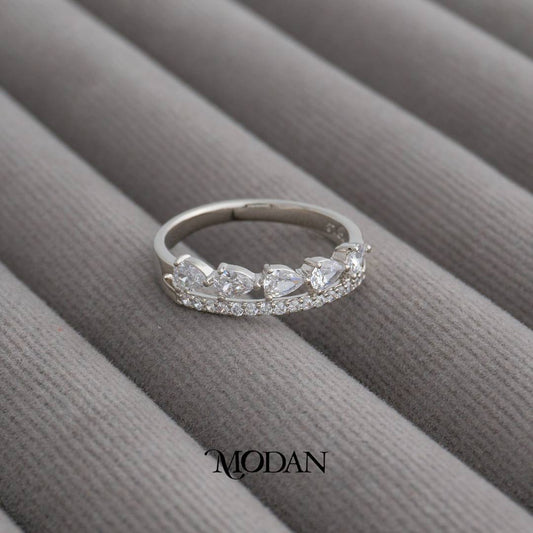 Korean Pear Cut Double Band Ring Cincin Tetes Air Dua Baris Hypoallergenic Gold Plated