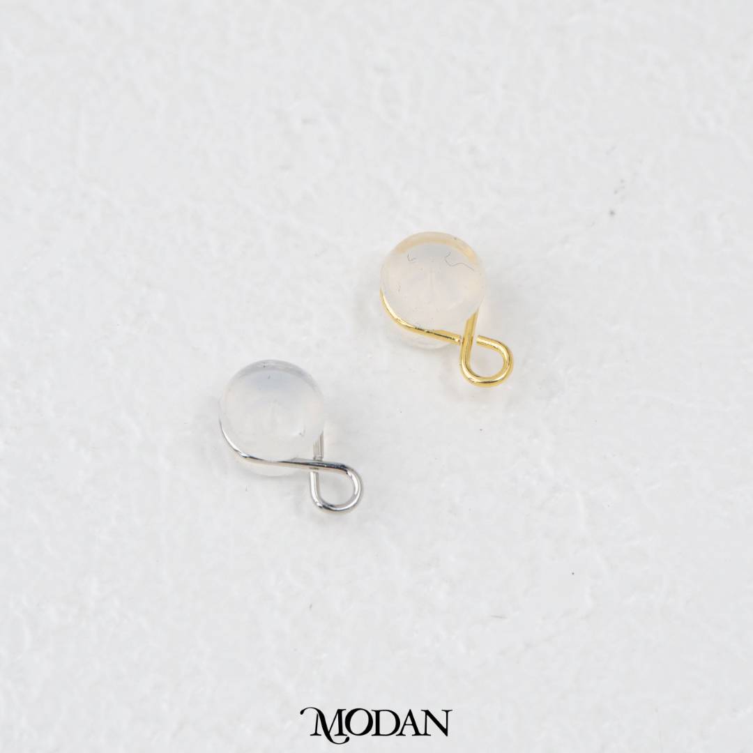 (5pasang) Silicone Earrings Stopper with Loop DIY Belakang Anting Penutup Anting Hypoallergenic Gold Plated