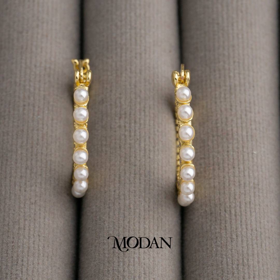 (24mm) Bridal Shell Pearl Hoops Earrings Anting Bulat Mutiara Hypoallergenic Gold Plated