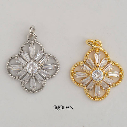 Baguette Clover Lucky DIY Charm Liontin Daun Semanggi Keberuntungan Hypoallergenic Gold Filled