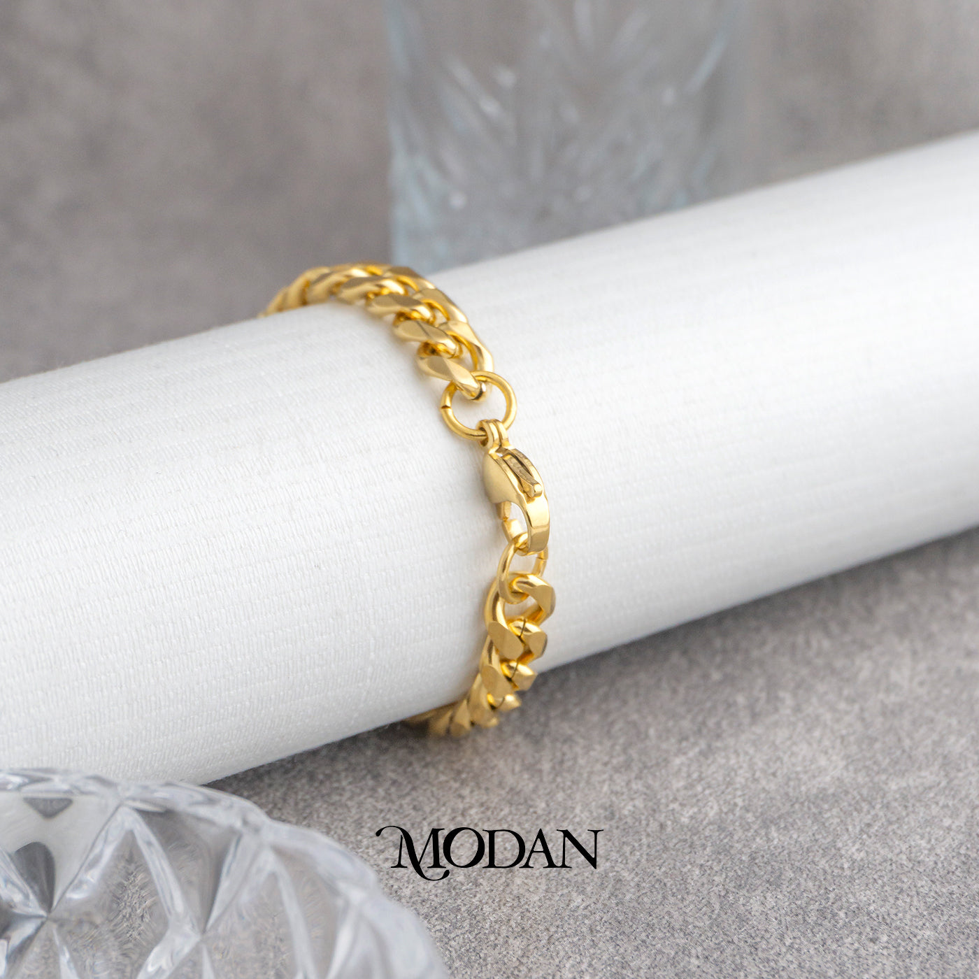(22cm) Titanium Classic Cuban Chain Men’s Bracelet Gelang Rantai Pria Hypoallergenic Stainless Steel