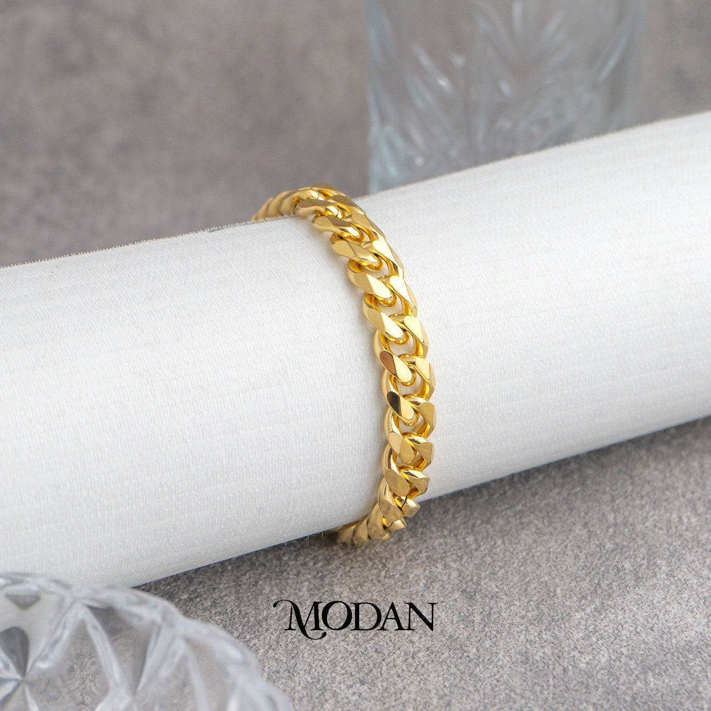 (22cm) Titanium Classic Cuban Chain Men’s Bracelet Gelang Rantai Pria Hypoallergenic Stainless Steel