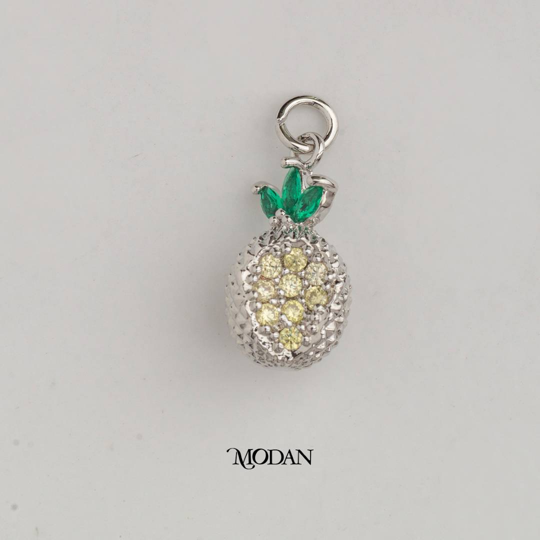 3D Pineapple Mini Fruit DIY Charm Liontin Buah Nanas Hypoallergenic Gold Filled