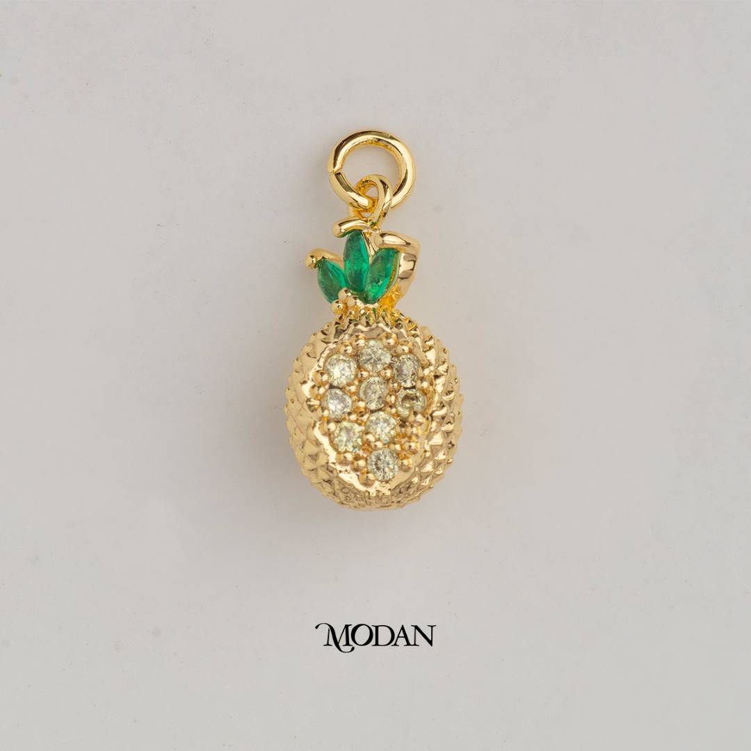 3D Pineapple Mini Fruit DIY Charm Liontin Buah Nanas Hypoallergenic Gold Filled