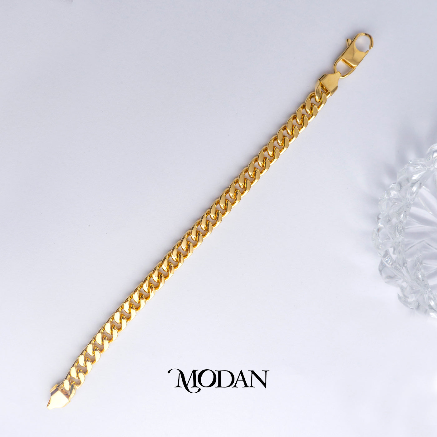 (21cm)(8.4mm) Titanium Golden Miami Cuban Chain Men’s Bracelet Gelang Rantai Pria Hypoallergenic Stainless Steel