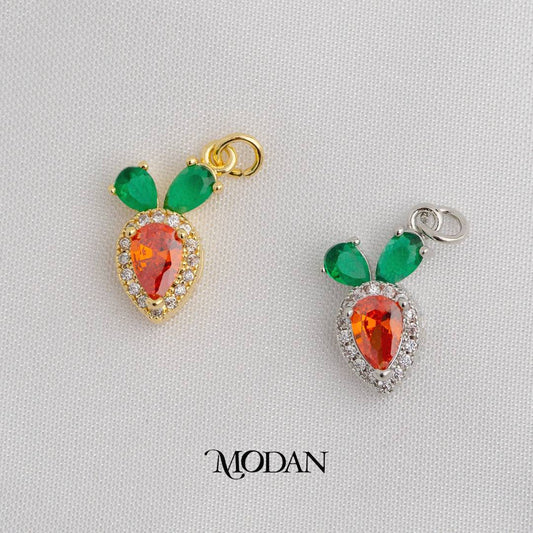 Mini Orange Bunny Carrot DIY Charm Liontin Wortel Hypoallergenic Gold Plated