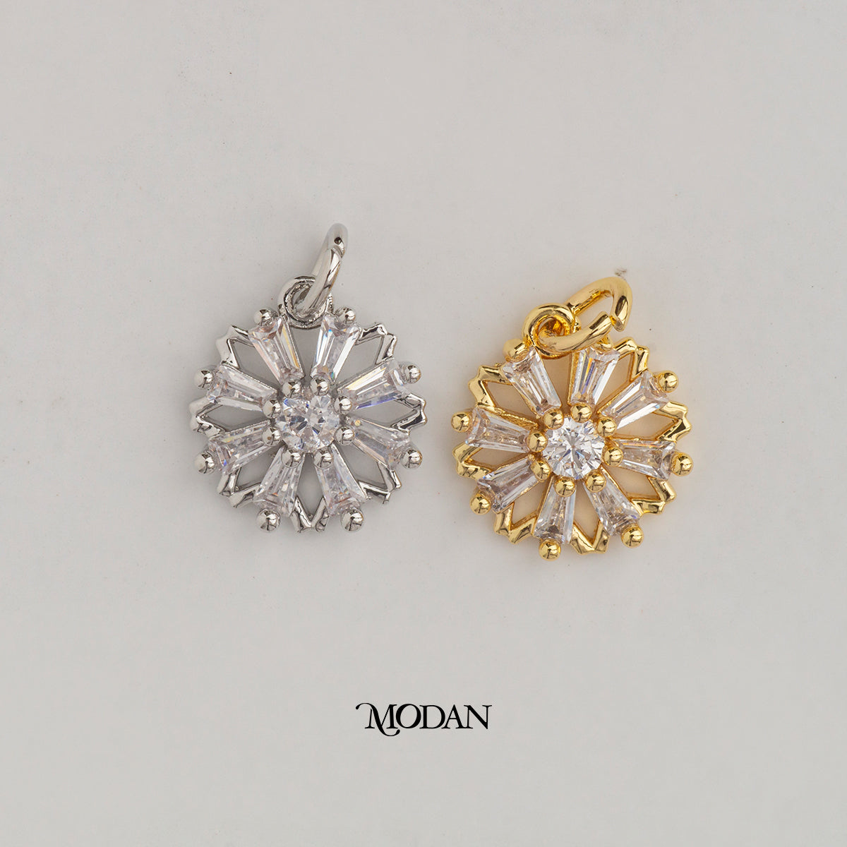 Simple Mini Baguette Flower Snowflakes DIY Charm Liontin Bunga Hypoallergenic Gold Plated
