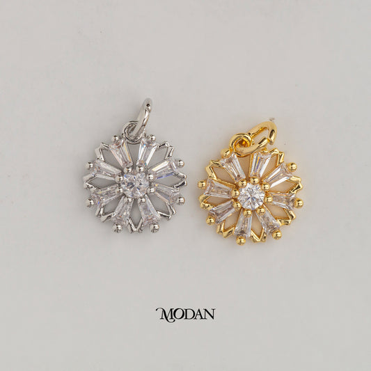 Simple Mini Baguette Flower Snowflakes DIY Charm Liontin Bunga Hypoallergenic Gold Plated