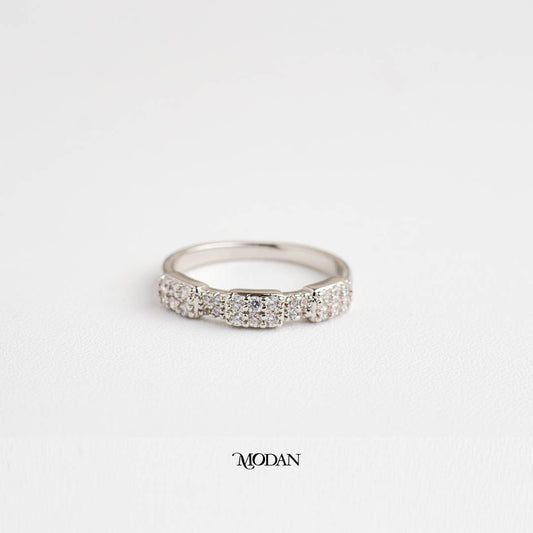 Geometric Micro Paved Bar Ring Cincin Bentuk Batang Hypoallergenic Gold Plated