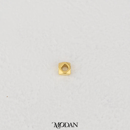 Mini Plain Square DIY Beads Manik Liontin Kalung/Gelang Berbentuk Kotak Bersisi Hypoallergenic Gold Filled