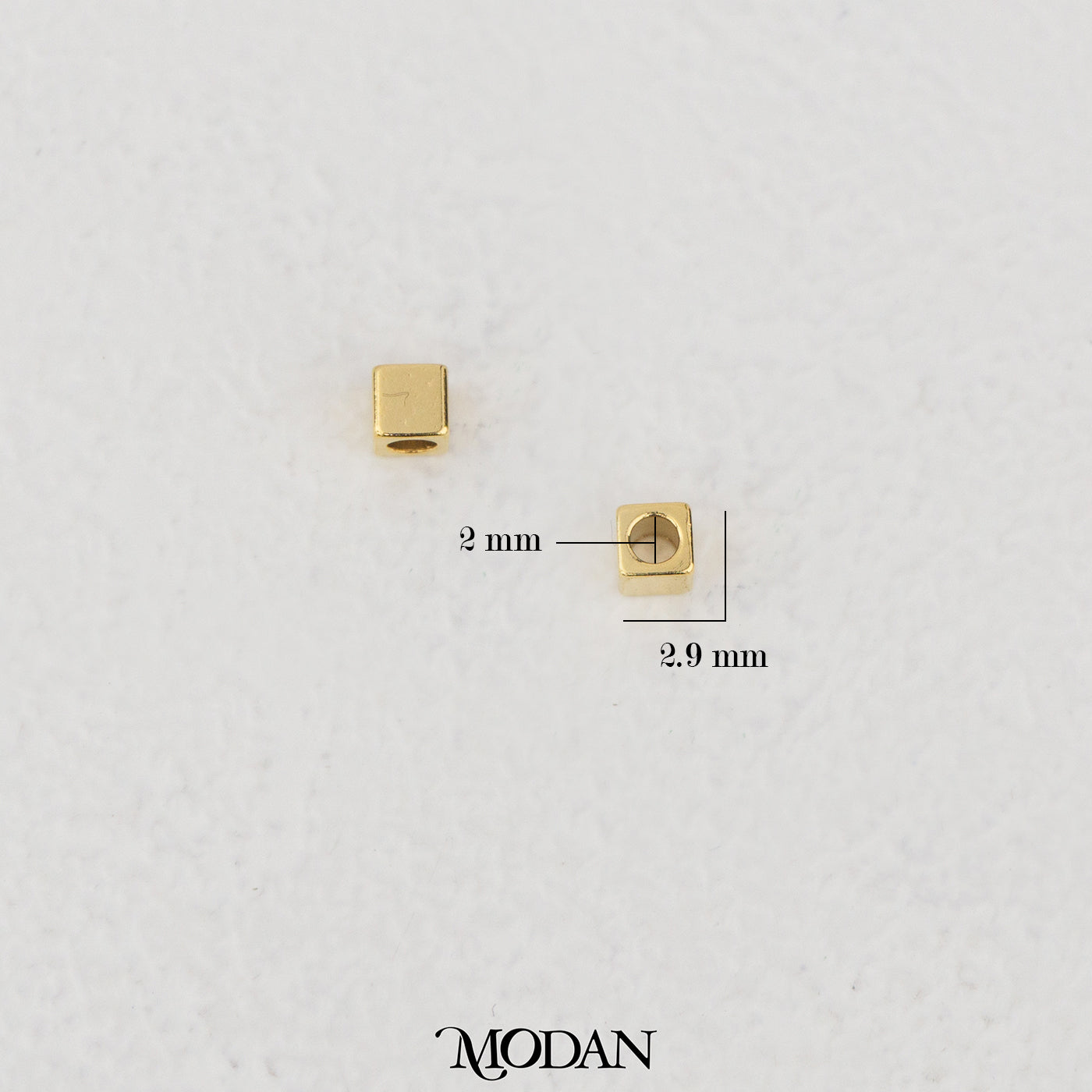 Mini Plain Cube DIY Beads Manik Liontin Kalung/Gelang Berbentuk Kubus Hypoallergenic Gold Filled