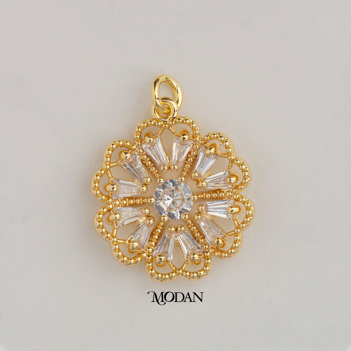 Blooming Flower Baguette DIY Charm Liontin  Bunga Matahari Hypoallergenic Gold Plated