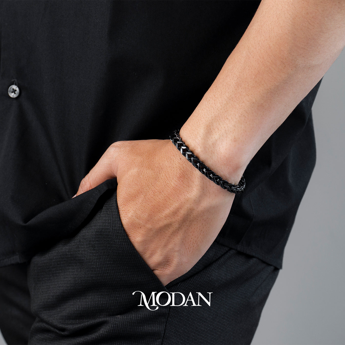 (21cm) Titanium Franco Chain Men’s Bracelet Gelang Rantai Pria Hypoallergenic Stainless Steel
