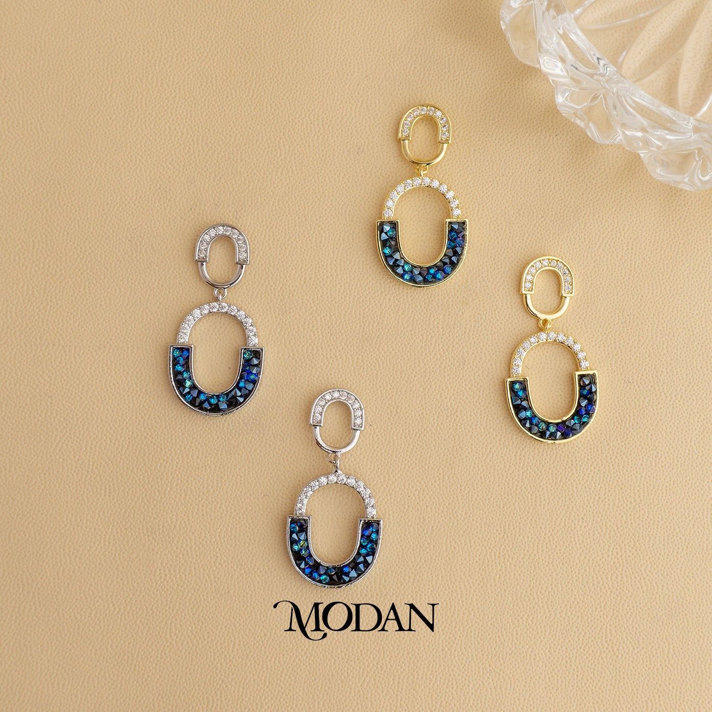 Sparkling Cocktail Drop Earrings Anting Gantung Pesta Hypoallergenic Gold Plated