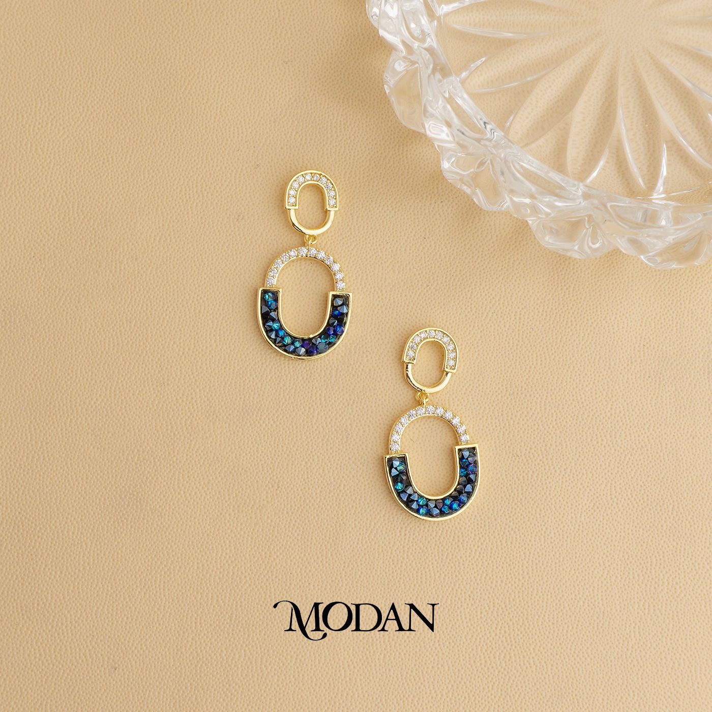Sparkling Cocktail Drop Earrings Anting Gantung Pesta Hypoallergenic Gold Plated