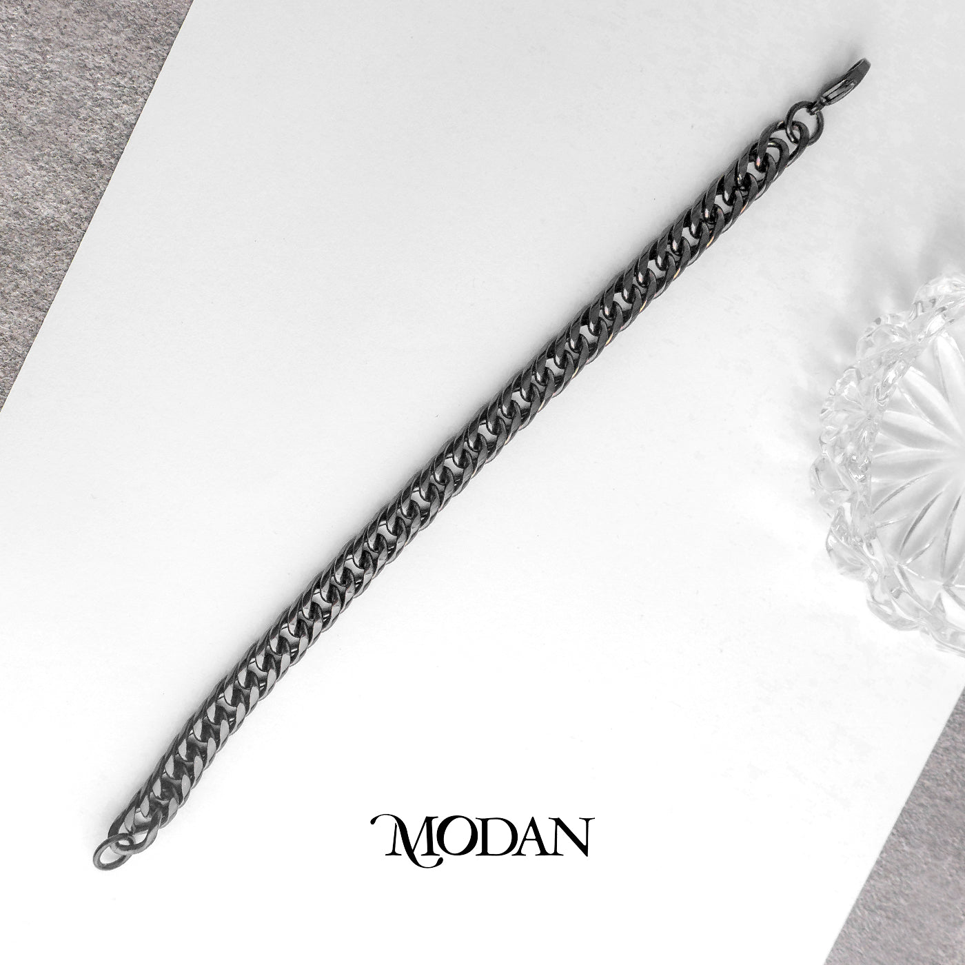 (22cm)(10mm) Titanium Black Miami Cuban Chain Men’s Bracelet Gelang Rantai Pria Hypoallergenic Stainless Steel
