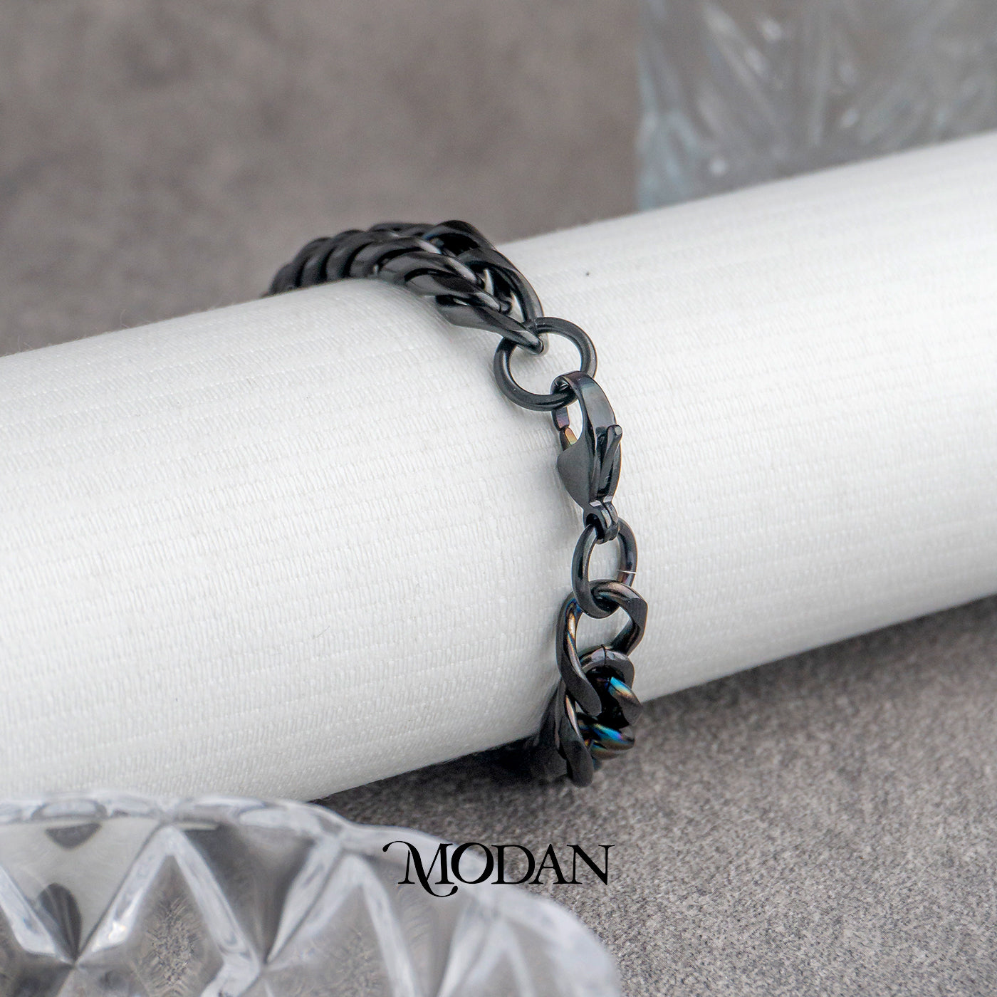 (22cm)(10mm) Titanium Black Miami Cuban Chain Men’s Bracelet Gelang Rantai Pria Hypoallergenic Stainless Steel