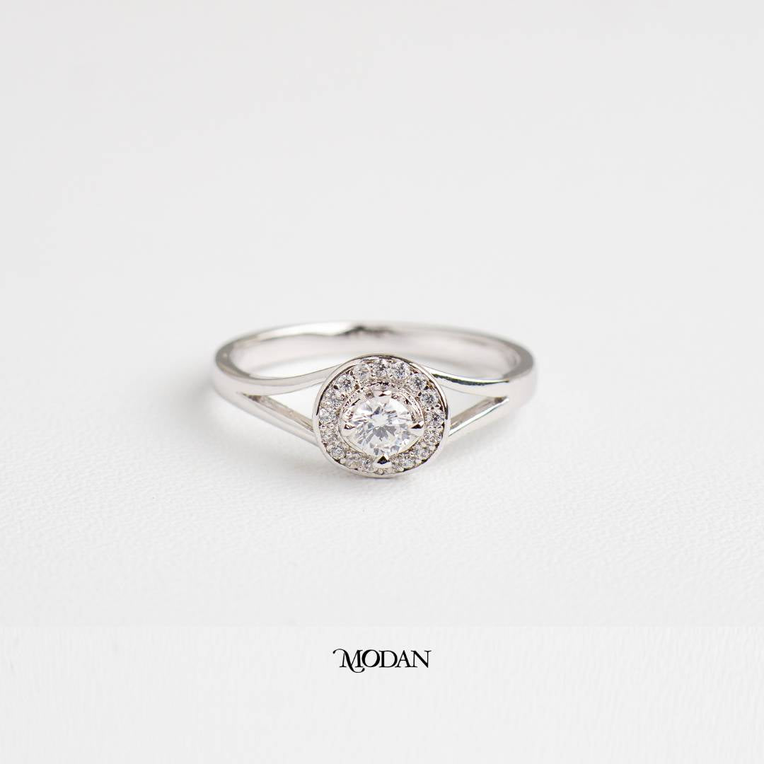 Sparkling Solitaire SIlver Band Ring Cincin Mata Satu Pesta Hypoallergenic Gold Plated