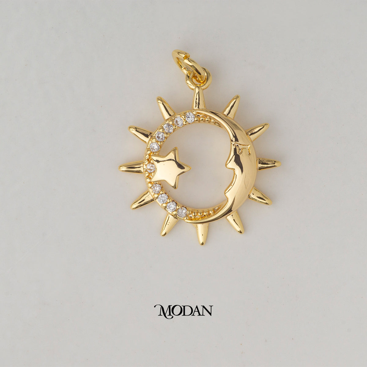 Celestial Sun Star Round DIY Charm Liontin Matahari Bintang Hypoallergenic Gold Plated