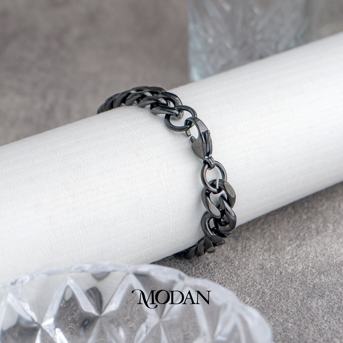 (21cm)(9mm) Titanium Black Miami Cuban Chain Men’s Bracelet Gelang Rantai Pria Hypoallergenic Stainless Steel