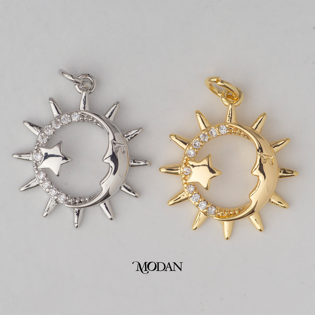 Celestial Sun Star Round DIY Charm Liontin Matahari Bintang Hypoallergenic Gold Plated