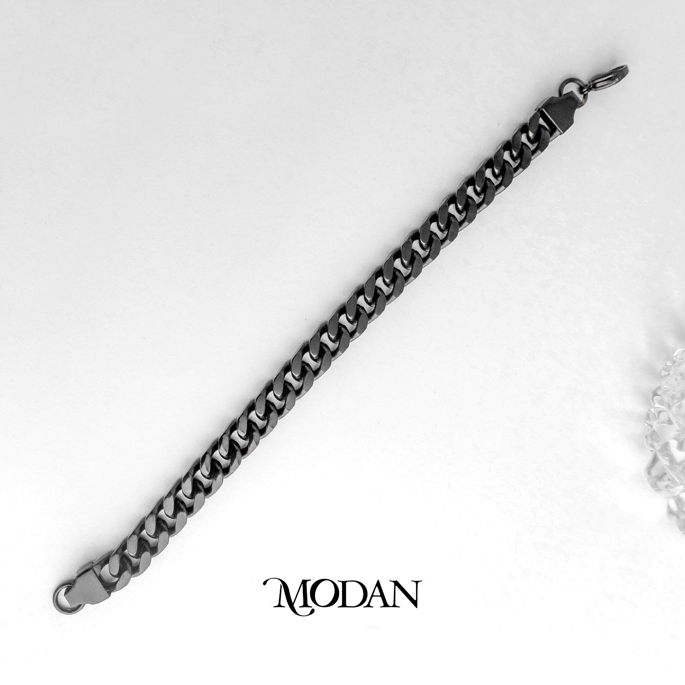 (21cm)(10mm) Titanium Black Miami Cuban Chain Men’s Bracelet Gelang Rantai Pria Hypoallergenic Stainless Steel