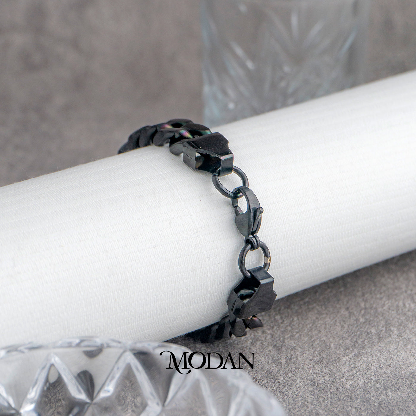 (21cm)(10mm) Titanium Black Miami Cuban Chain Men’s Bracelet Gelang Rantai Pria Hypoallergenic Stainless Steel