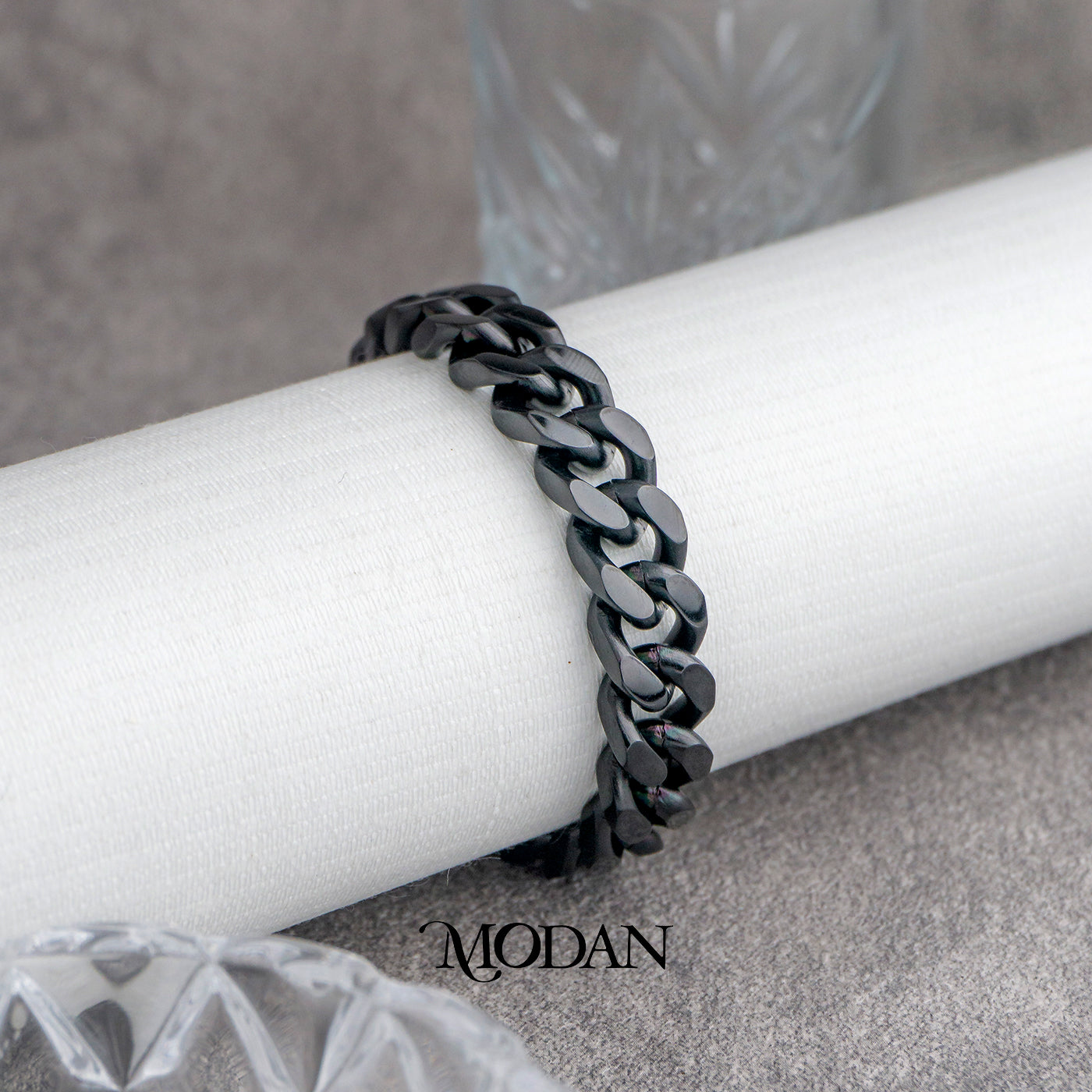 (21cm)(10mm) Titanium Black Miami Cuban Chain Men’s Bracelet Gelang Rantai Pria Hypoallergenic Stainless Steel