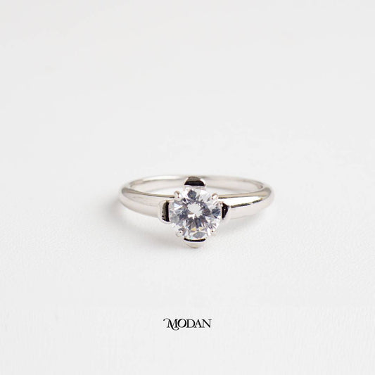 Elegant Big Stone Solitaire Engagement Ring Cincin Tunangan Solitaire Mata Besar Hypoallergenic Gold Plated