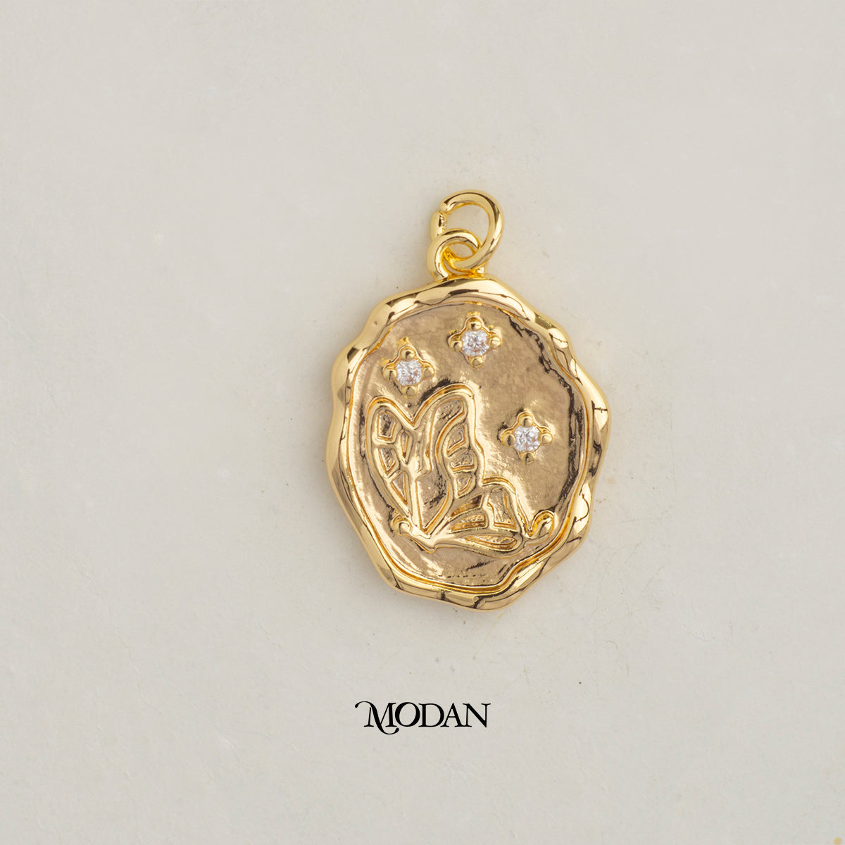 Butterfly Mariposa Oval Medallion Animal DIY Charm Liontin Kupu - Kupu Hypoallergenic Gold Filled