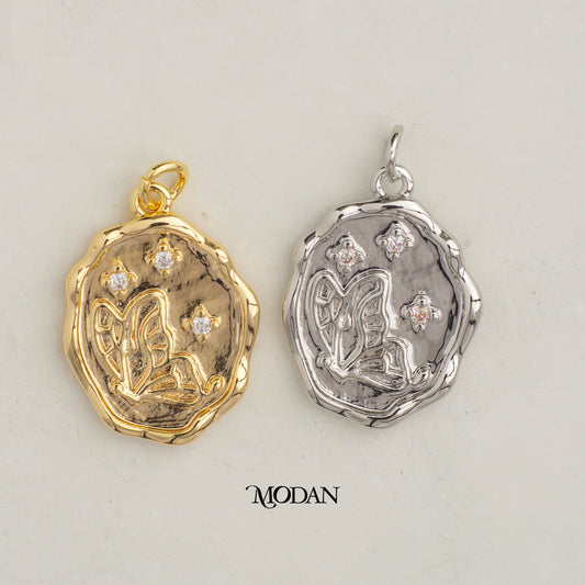 Butterfly Mariposa Oval Medallion Animal DIY Charm Liontin Kupu - Kupu Hypoallergenic Gold Filled