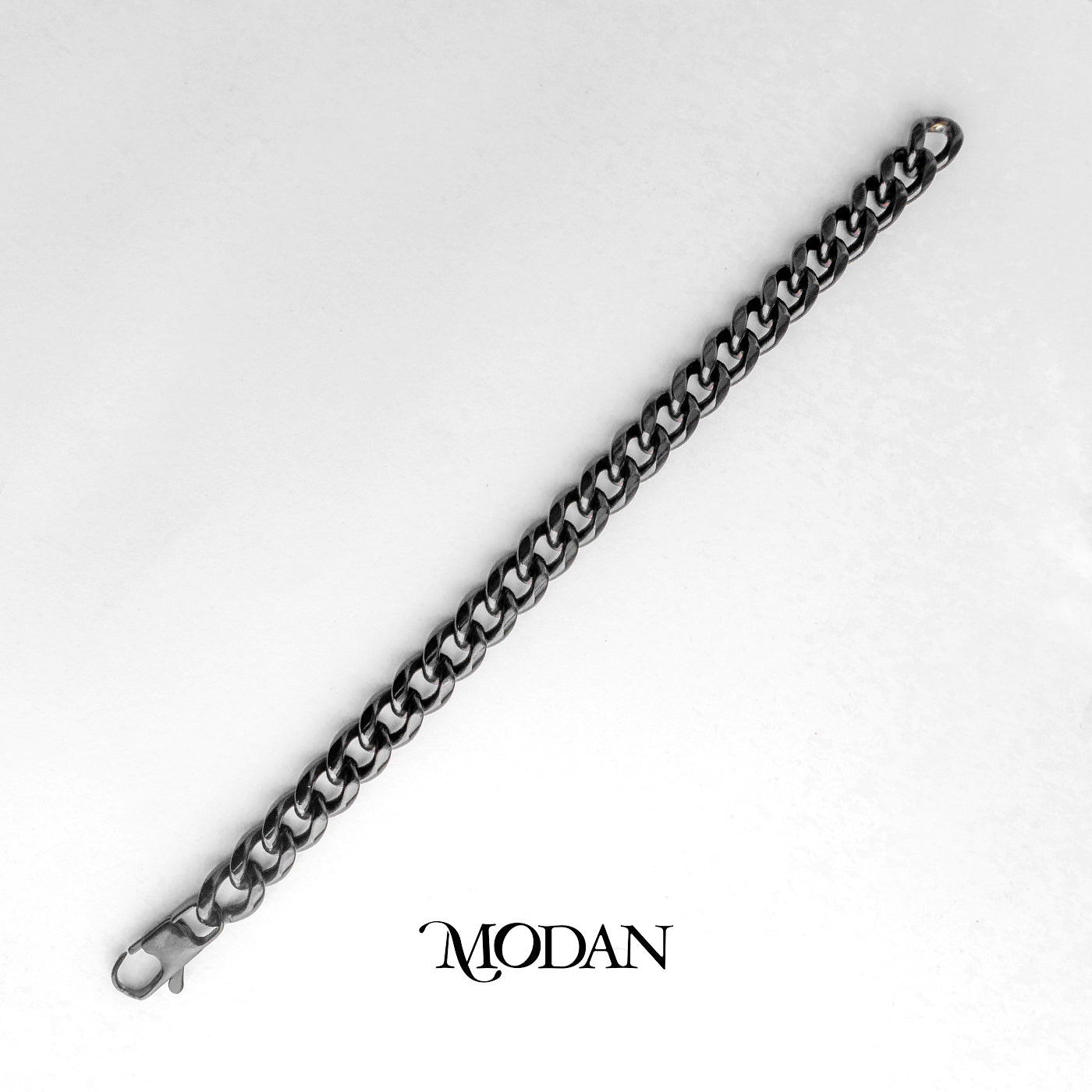 (22cm) (11mm) Titanium Black Curb Chain Men’s Bracelet Gelang Rantai Pria Hypoallergenic Stainless Steel