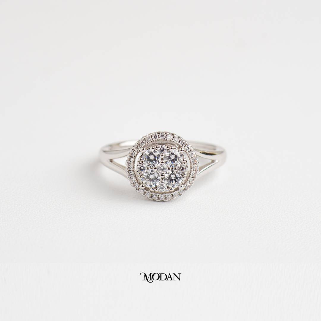 Statement Round Cluster Ring Cincin Model Kluster Bulat Besar Hypoallergenic Gold Plated