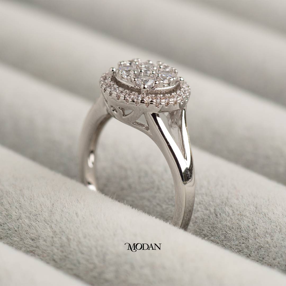 Statement Round Cluster Ring Cincin Model Kluster Bulat Besar Hypoallergenic Gold Plated