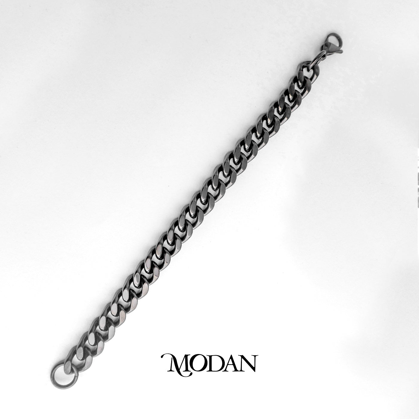 (23cm) Titanium Classic Black Cuban Chain Men’s Bracelet Gelang Rantai Pria Hypoallergenic Stainless Steel