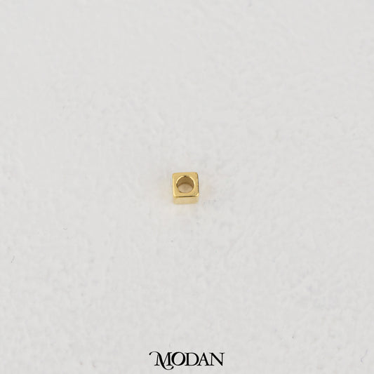 Mini Plain Cube DIY Beads Manik Liontin Kalung/Gelang Berbentuk Kubus Hypoallergenic Gold Filled