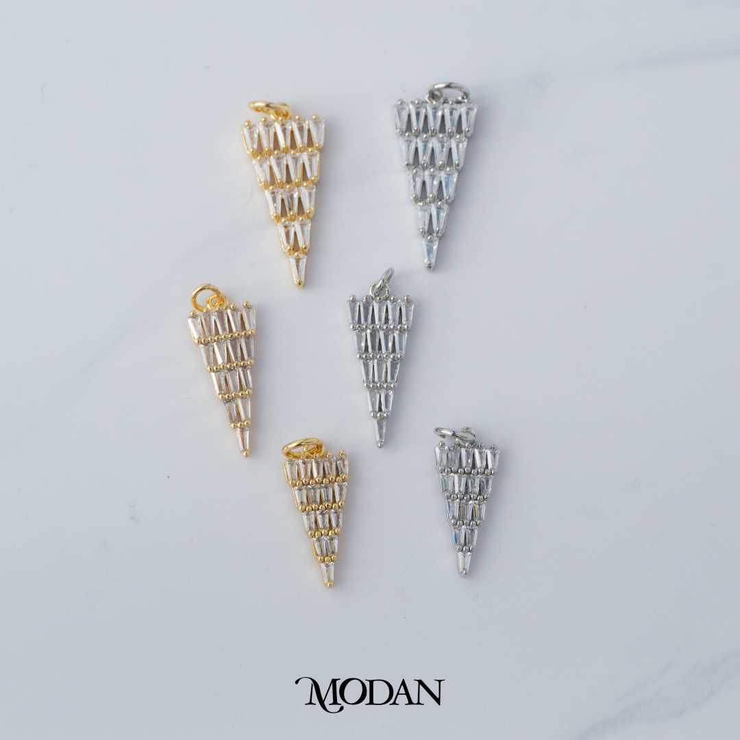 Geometric Triangle Baguette DIY Charm Liontin Pesta Hypoallergenic Gold Filled