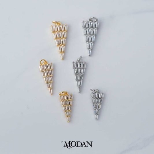 Geometric Triangle Baguette DIY Charm Liontin Pesta Hypoallergenic Gold Filled