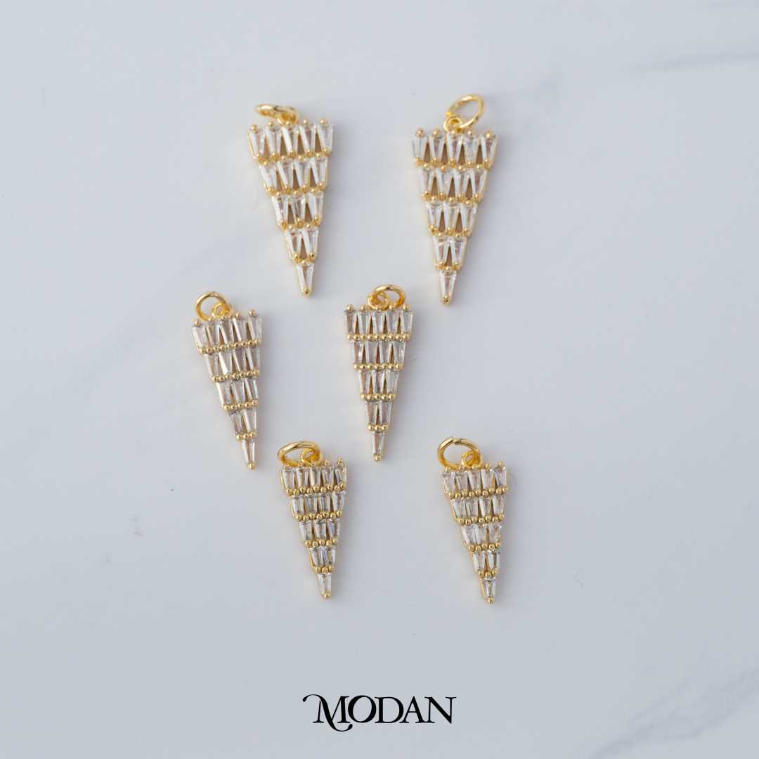 Geometric Triangle Baguette DIY Charm Liontin Pesta Hypoallergenic Gold Filled