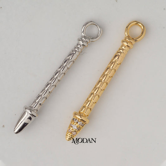 Unisex Textured Plain Traditional Spear DIY Charm Liontin Polos Pria Wanita Paku  Hypoallergenic Gold Plated